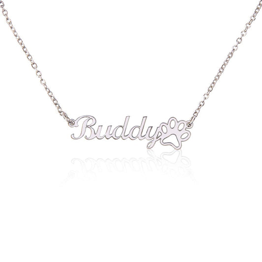 Paw Print Custom  Name Necklace